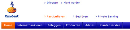 Voorbeeld van een horizontale menubalk