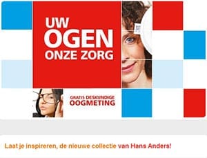 Screenshot van de website van Hans Anders die de sociale regels niet hanteert.