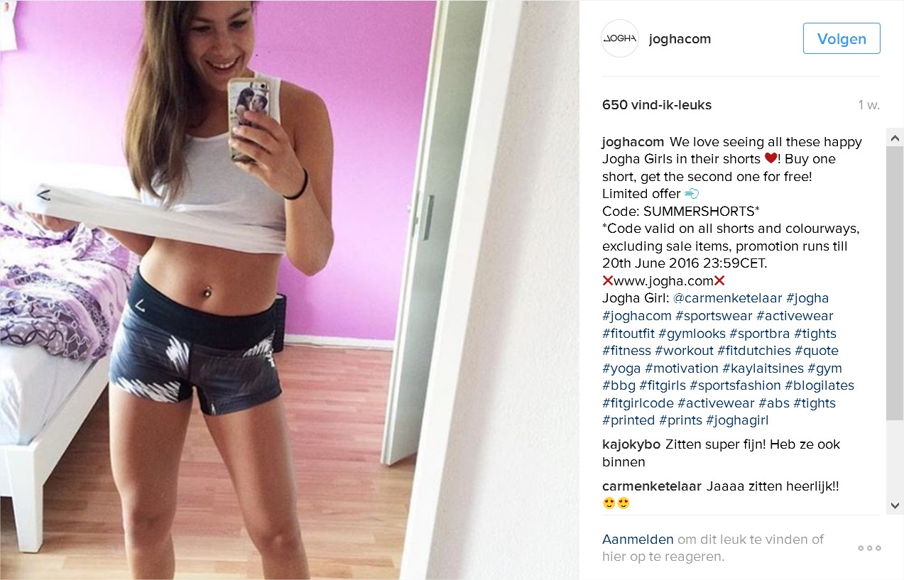 JOGHA op Instagram We love seeing all these happy Jogha Girls in their shorts ! Buy one short, get the second one for free! Limite