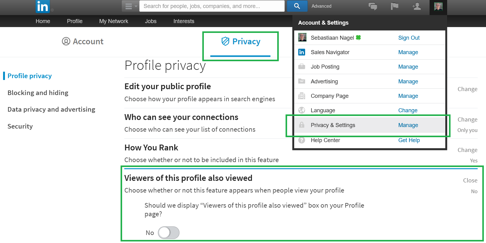 Privacy en instellingen