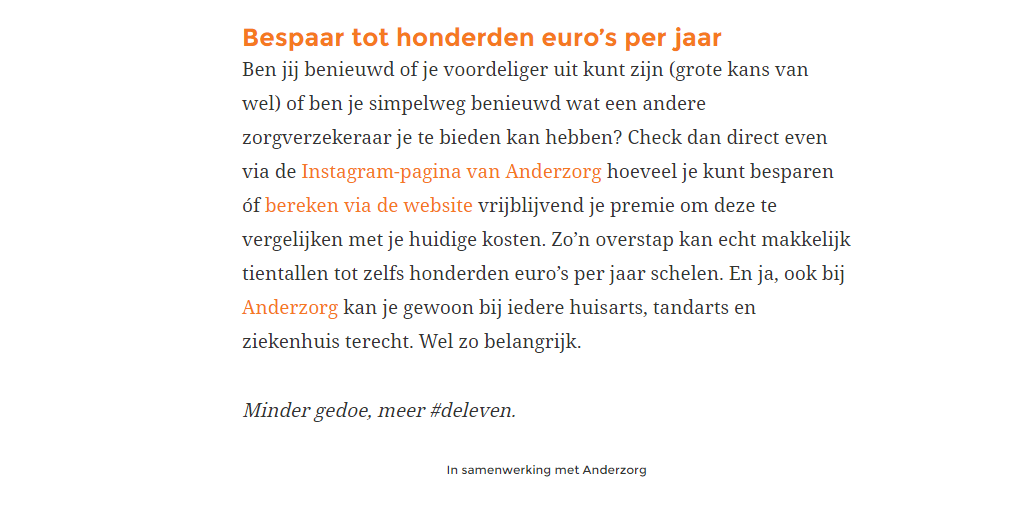 Backlinks zonder nofollow in advertorial