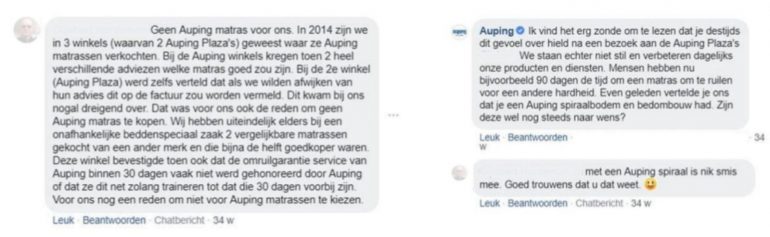 Webcare reactie Auping