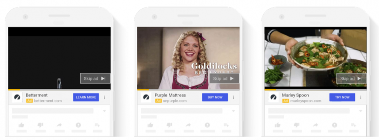 Voorbeelden van call-to-actions in YouTube for Action-campagnes.