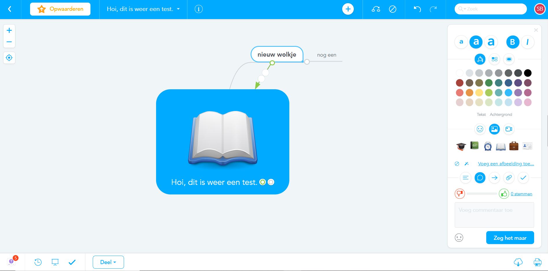 Screenshot van de whiteboard-tool MindMister.