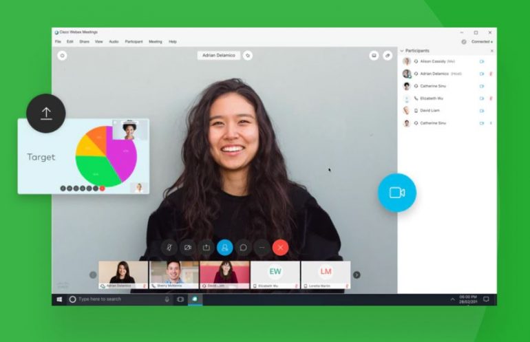 Screenshot van de tool WebEx.