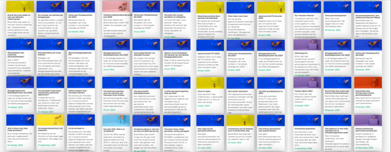 Voorbeeld van een pagina met blogs