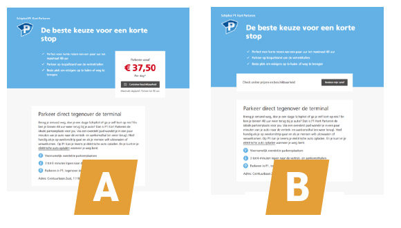 De weergave van prijzen had voor Schiphol Parking een groot effect