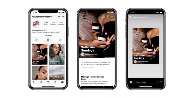 Voorbeeld van Instagram guides.