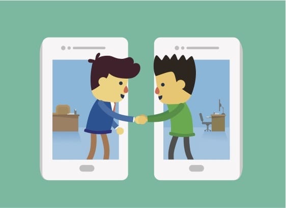 social selling, handdruk tussen twee personen