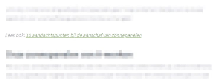 Screenshot van een in-content link om meer leads te genereren.