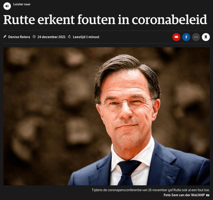 Rutte erkent fouten