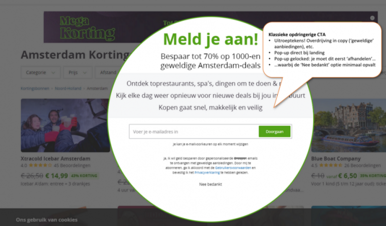 irritante pop-up.