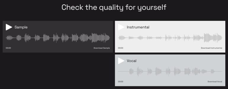 Screenshot van de tool LALAL.AI.