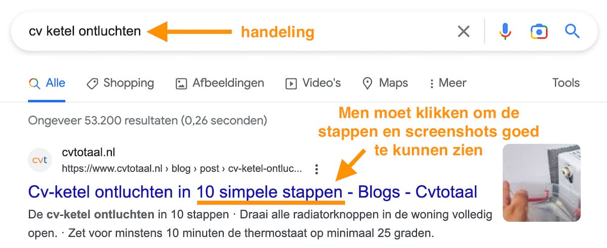 Voorbeeld cv ketel ontluchten in Google