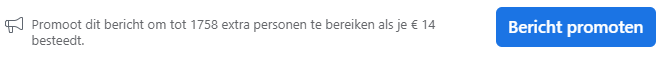 De blauwe knop 'bericht promoten' op Facebook. 