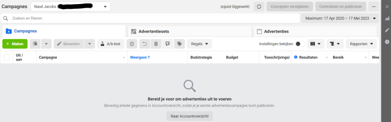Advertentiebeheer Facebook. 