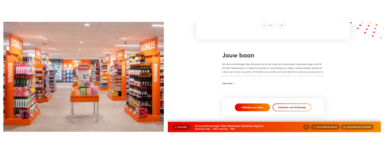 Supermarkt en sollicitatiebutton ter illustratie van alarmerend kleurgebruik