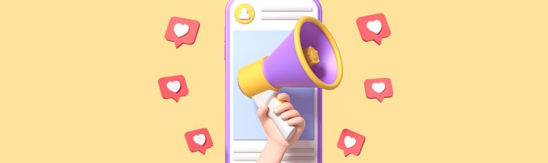 Afbeelding van megafoon met likes ter illustratie van Instagram-nieuws