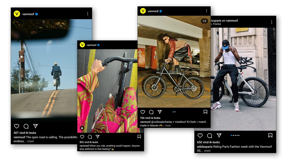 Recente berichten op de Instagram van VanMoof.