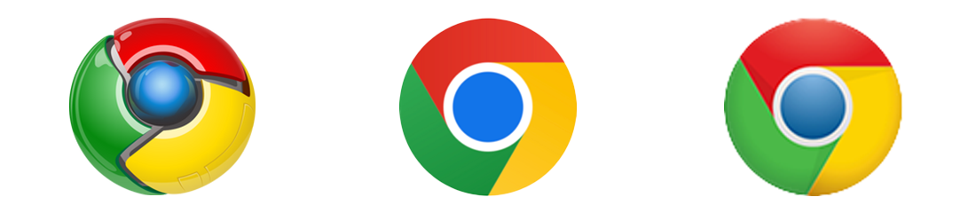 verschil chrome logos door de jaren heen