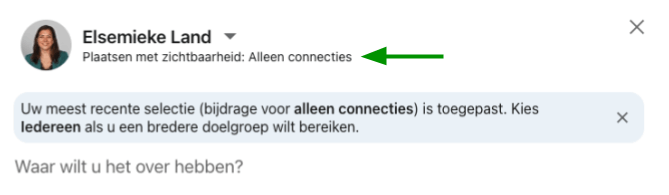Zichtbaarheid LinkedIn-bericht aanpassen naar alleen connecties