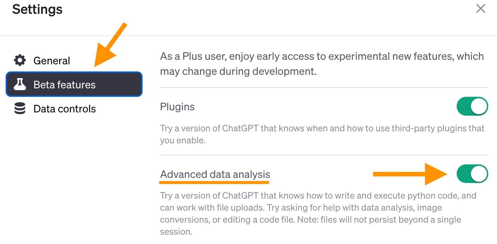 Zet Advanced Data Analysis aan in ChatGPT. 