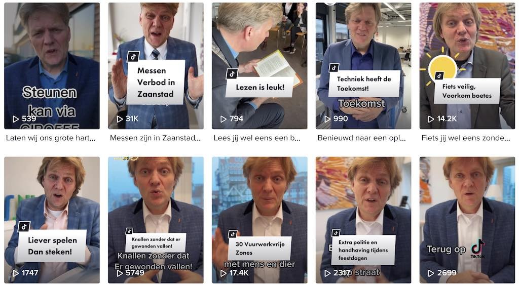 Screenshot van het TikTok-account van burgemeester Hamming.