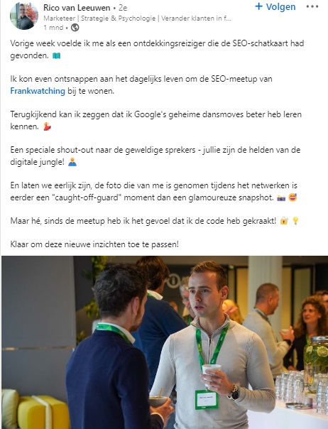 LinkedIn-post Meetup SEO Frankwatching