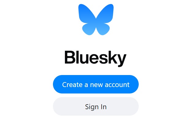 Logo op inlogscherm Bluesky