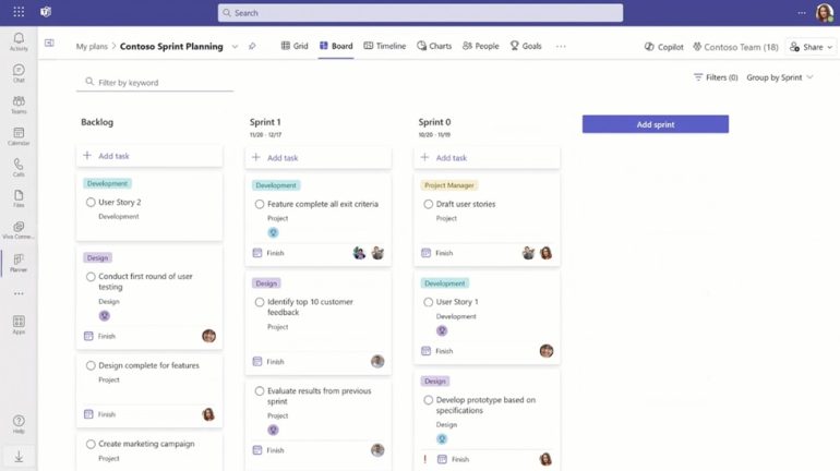 Scrum bord in de Nieuwe Planner