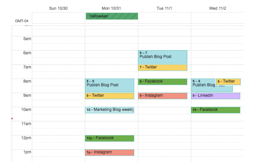 Screenshot contentplanning in Google Drive Google Calendar