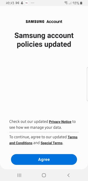 algemene voorwaarden samsung account accepteren
