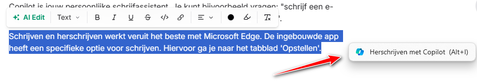 Herschrijven met Copilot