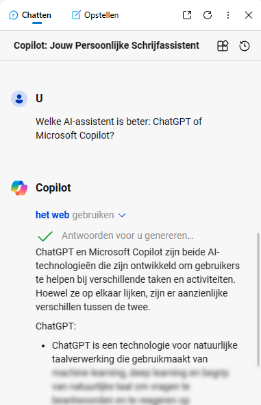 Een prompt invoeren in Copilot