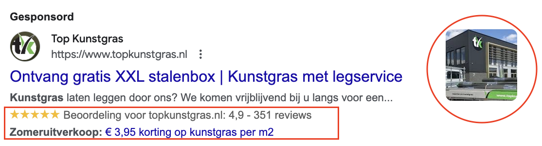 screenshot advertentie componenten reviews